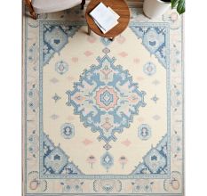 Elegant Handknotted Oushak Wool Rug